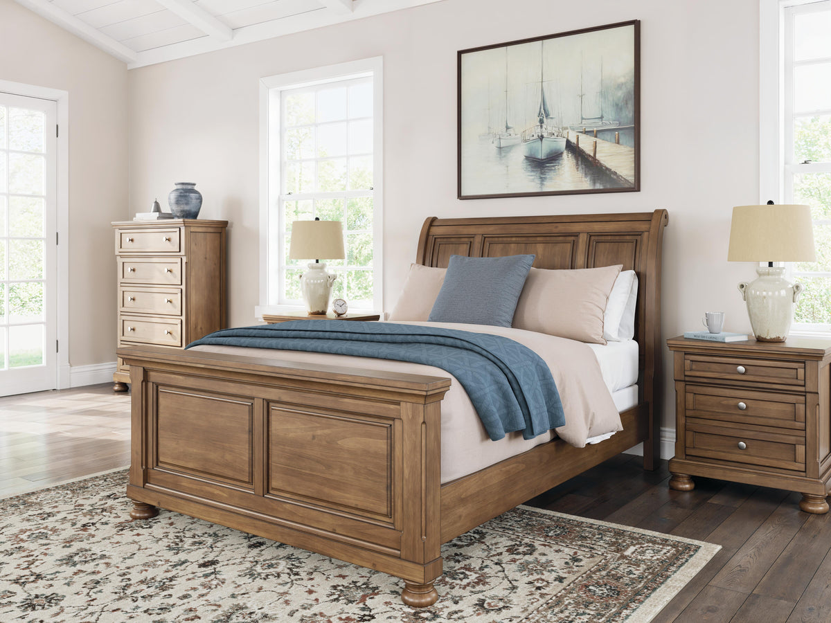 Feddinger Nightstand in Medium Brown, lifestyle view