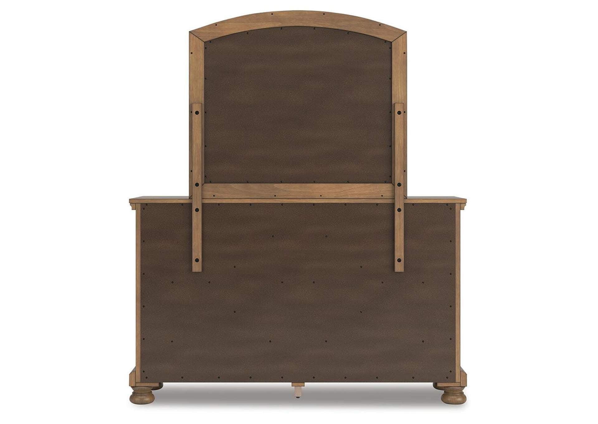 Vandenmore California King Storage Sleigh Bed with Mirrored Dresser and 2 Nightstands
