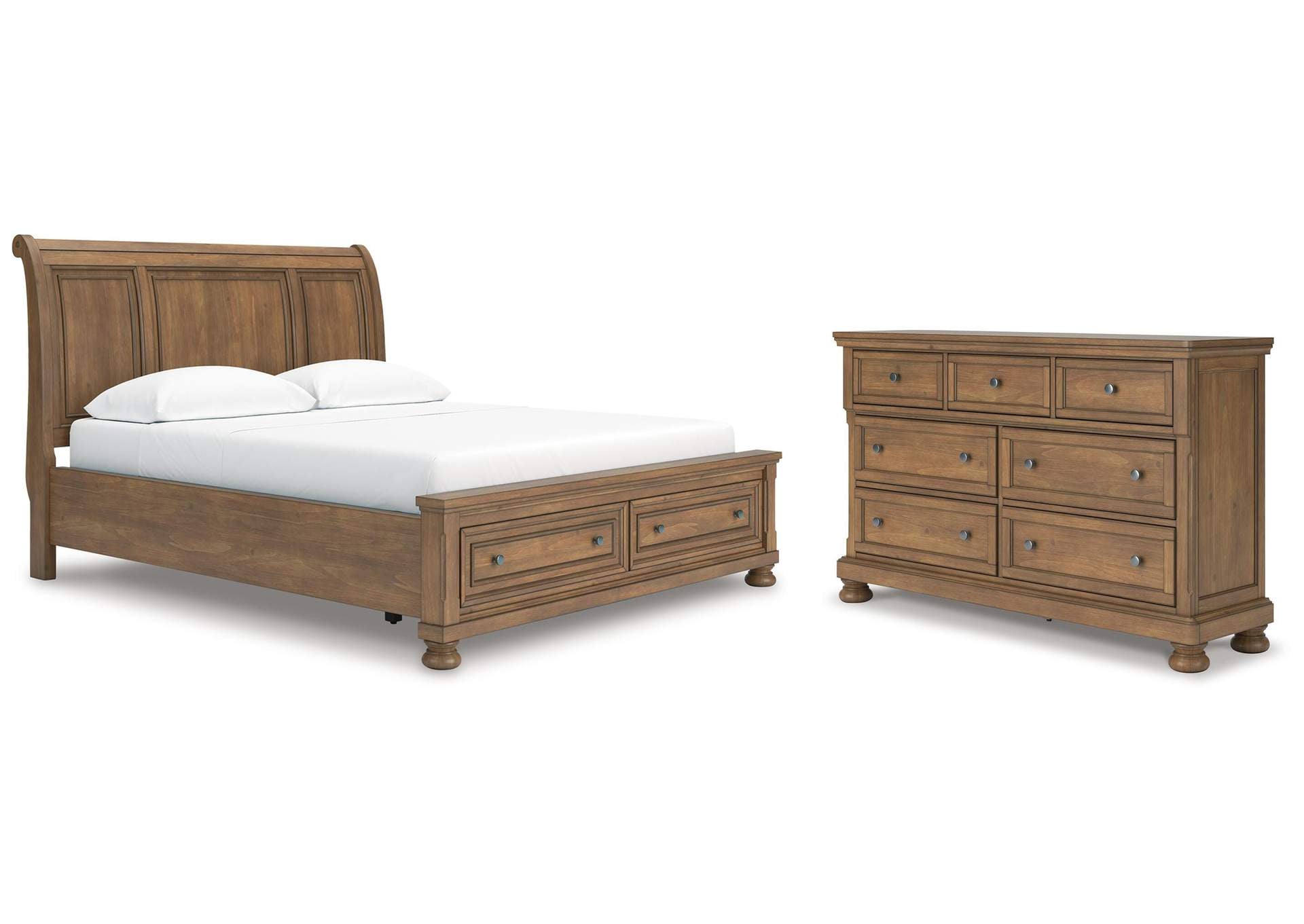 Vandenmore California King Storage Sleigh Bed with Dresser