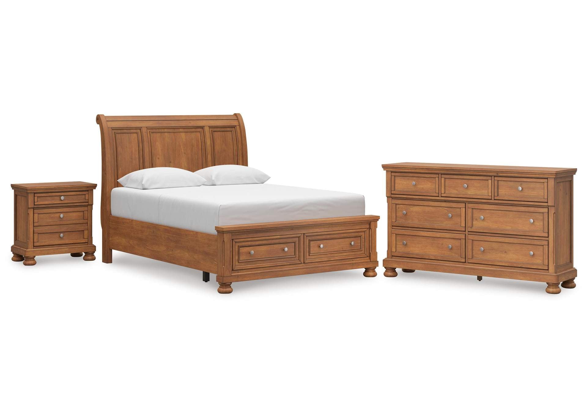 Vandenmore Queen Storage Sleigh Bed with Dresser and Nightstand