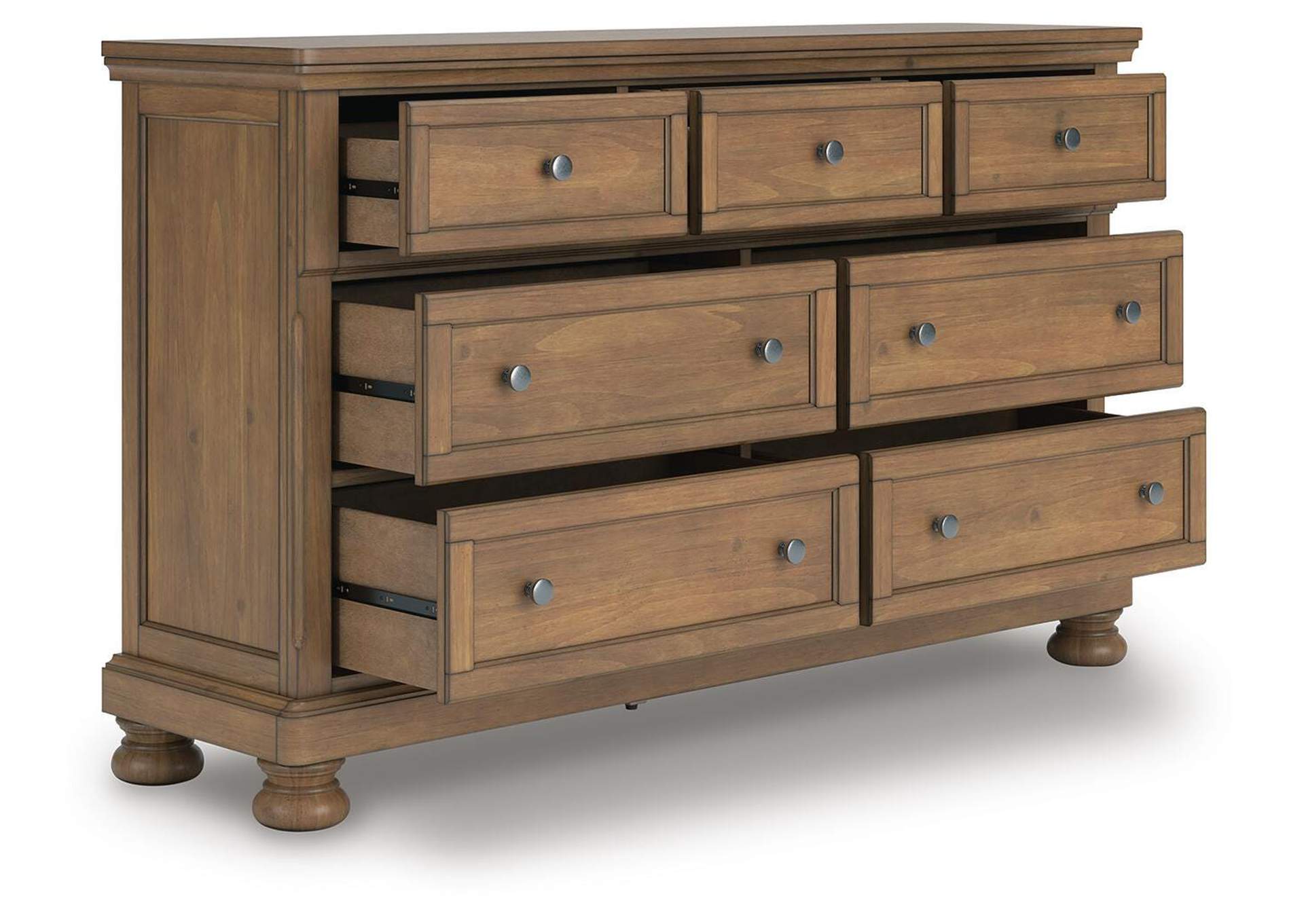 Vandenmore California King Storage Sleigh Bed with Dresser angled view