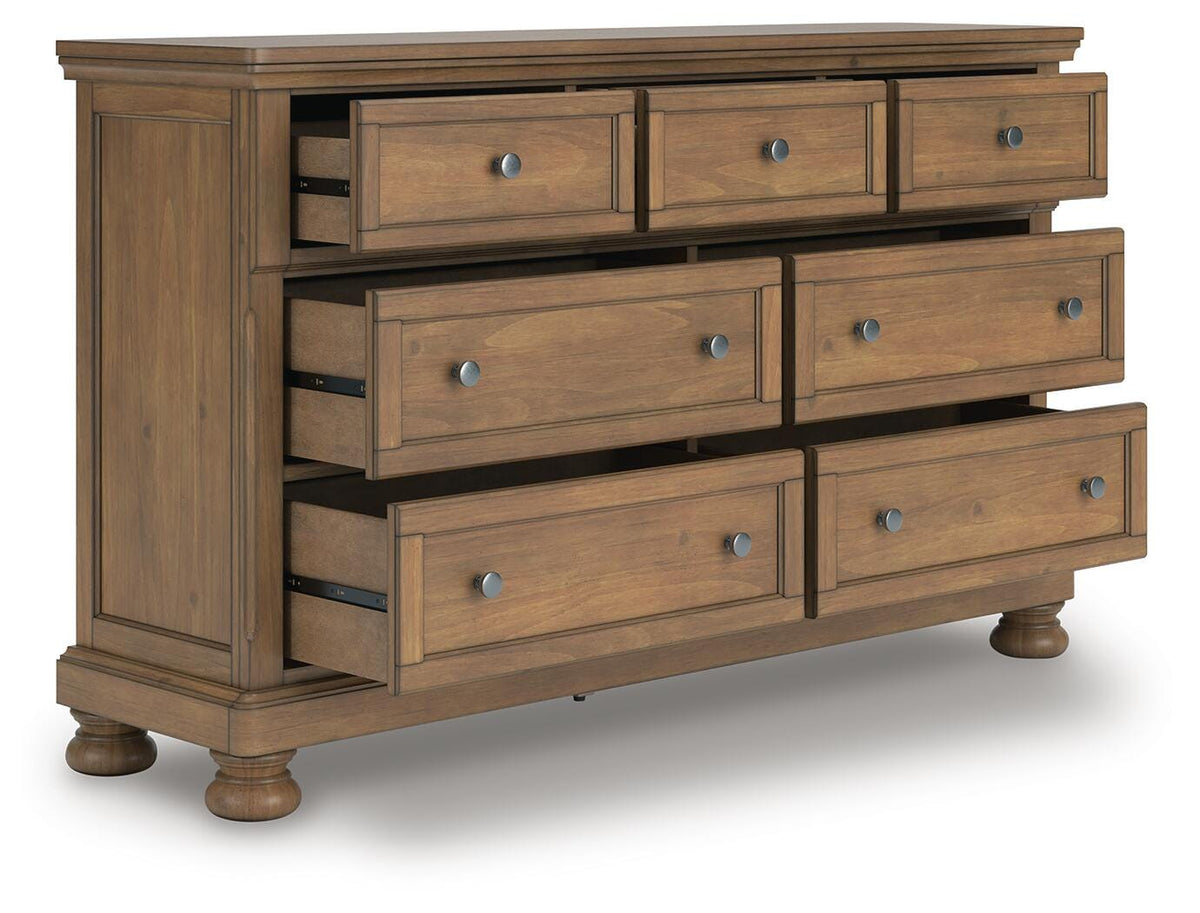 Feddinger Dresser in Medium Brown, open view