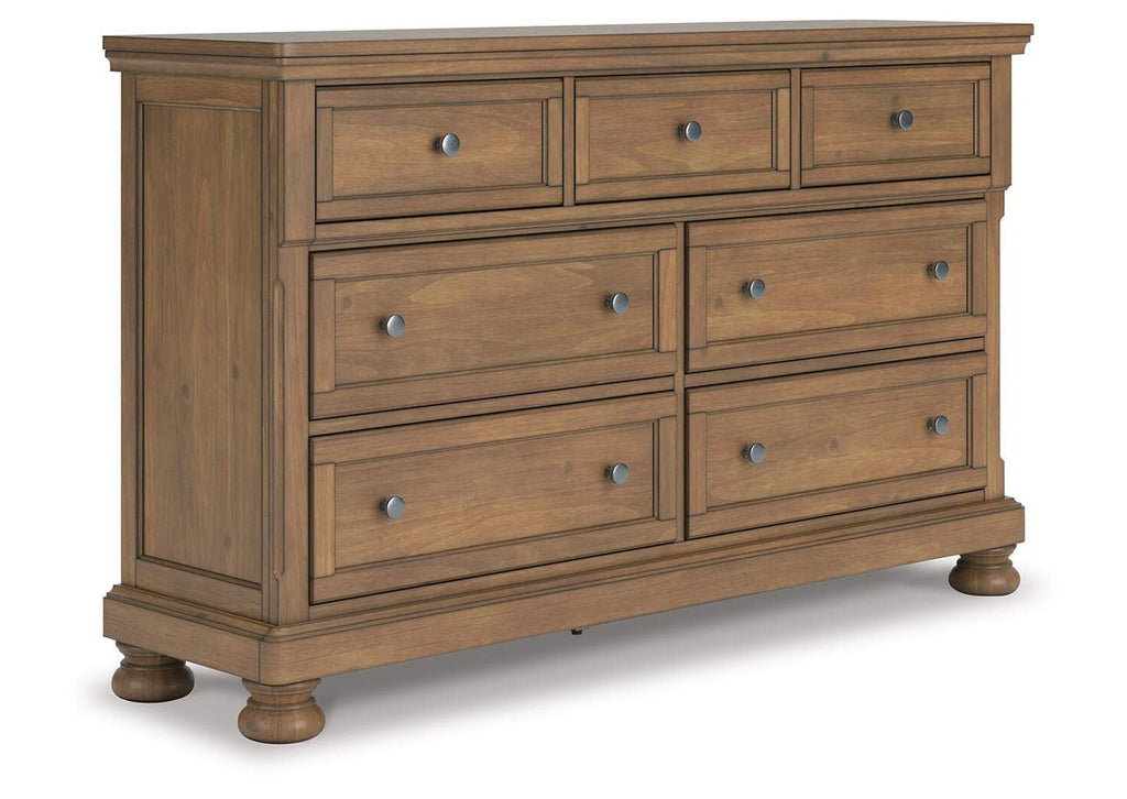 Vandenmore King Panel Bed with Dresser and Nightstand angled view