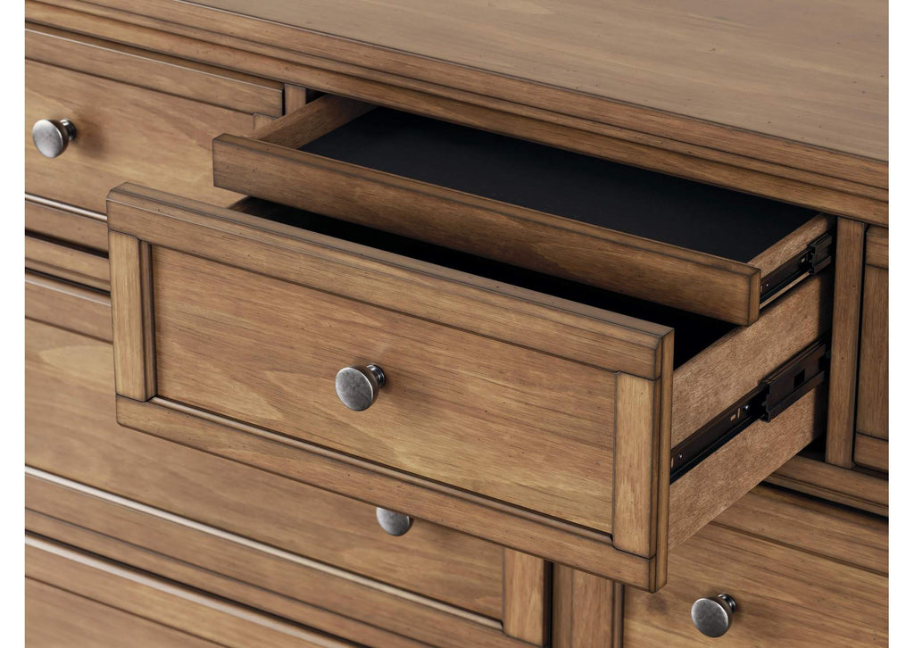 Vandenmore King Storage Sleigh Bed with Dresser and Nightstand detail
