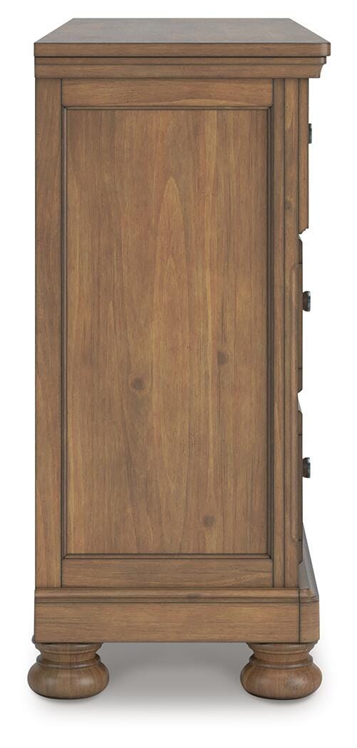 Feddinger Dresser in Medium Brown, side view