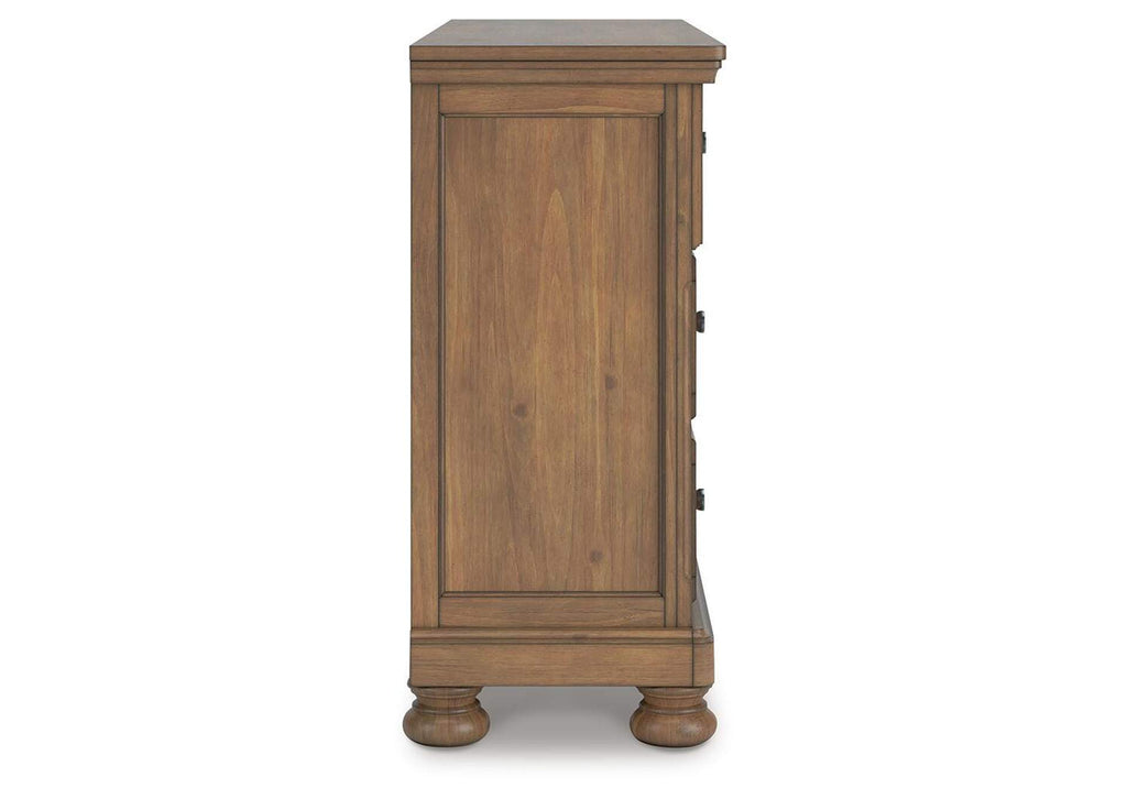 Vandenmore California King Panel Bed with Dresser and Nightstand side view