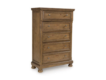 Feddinger Chest of Drawers in Medium Brown, closed view