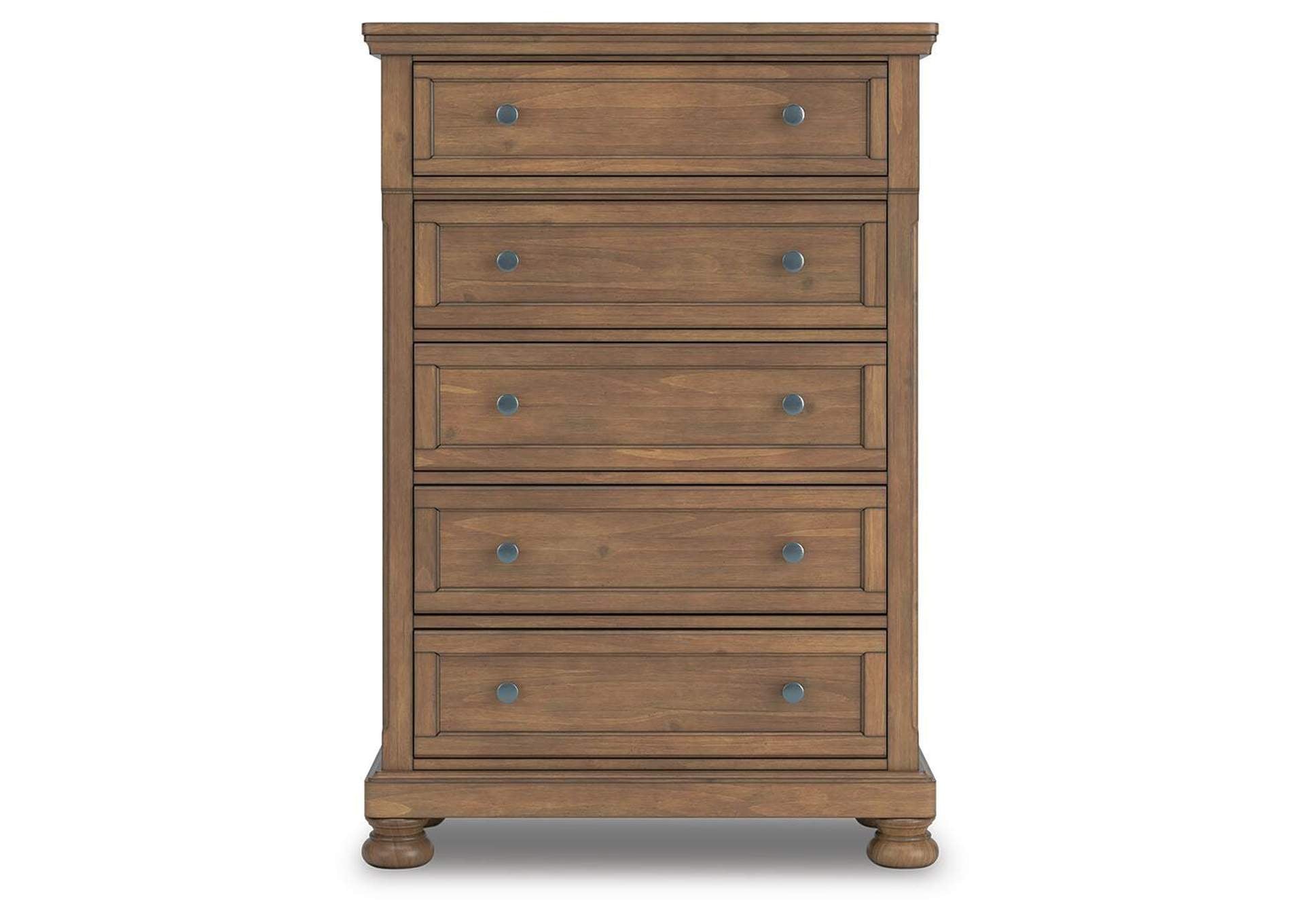 Vandenmore California King Panel Bed with Mirrored Dresser, Chest and 2 Nightstands front view