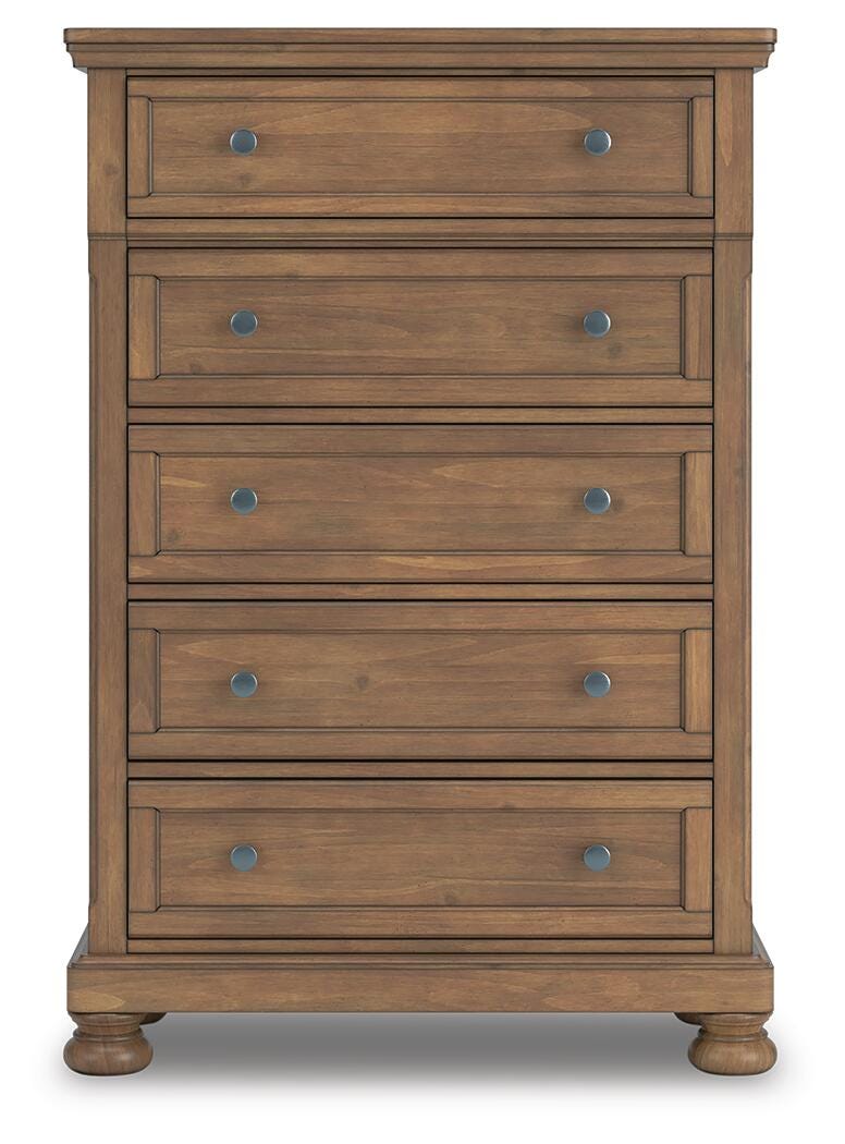 Feddinger Chest of Drawers in Medium Brown, front view