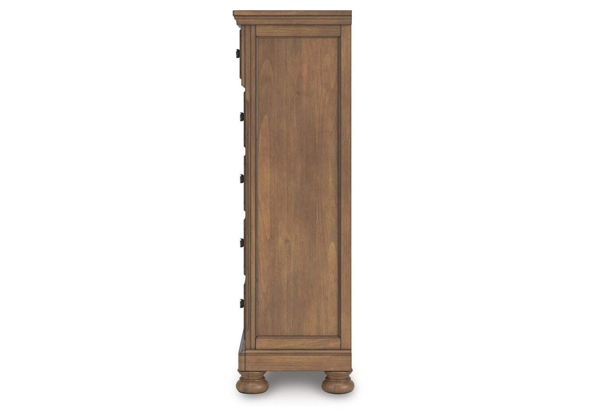 Vandenmore Queen Panel Bed with Mirrored Dresser and Chest side view