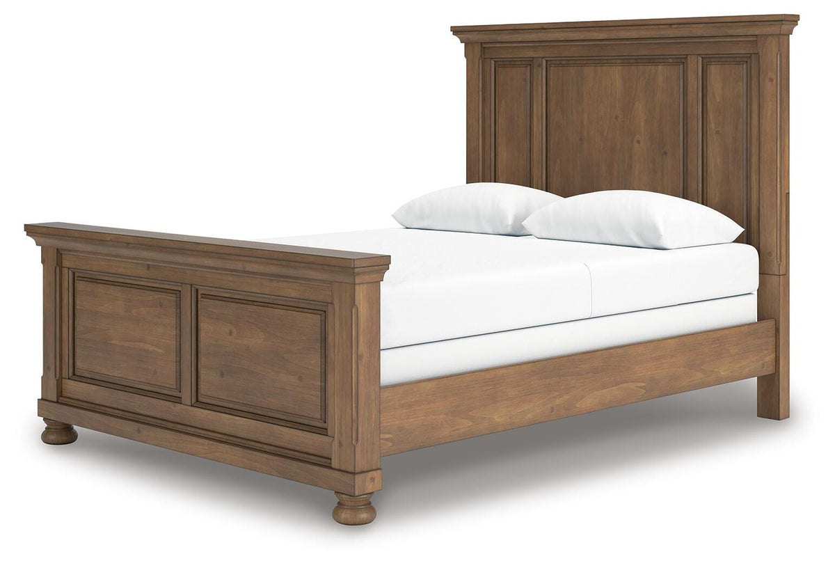 Feddinger Queen Panel Bed in Medium Brown, angle view
