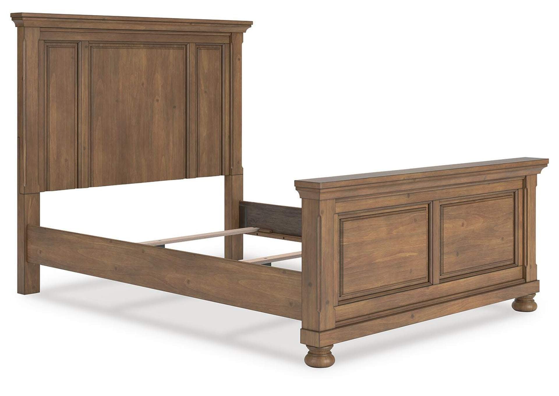 Vandenmore Queen Panel Bed with Mirrored Dresser and 2 Nightstands angled view