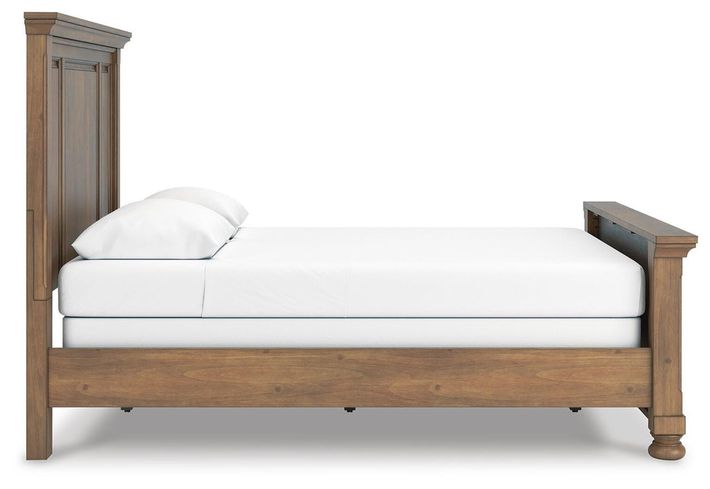 Feddinger Queen Panel Bed in Medium Brown, side view