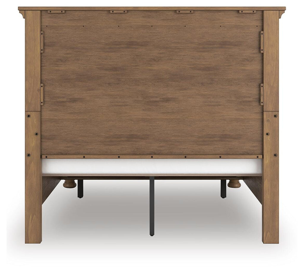 Feddinger Queen Panel Storage Bed in Medium Brown, back view