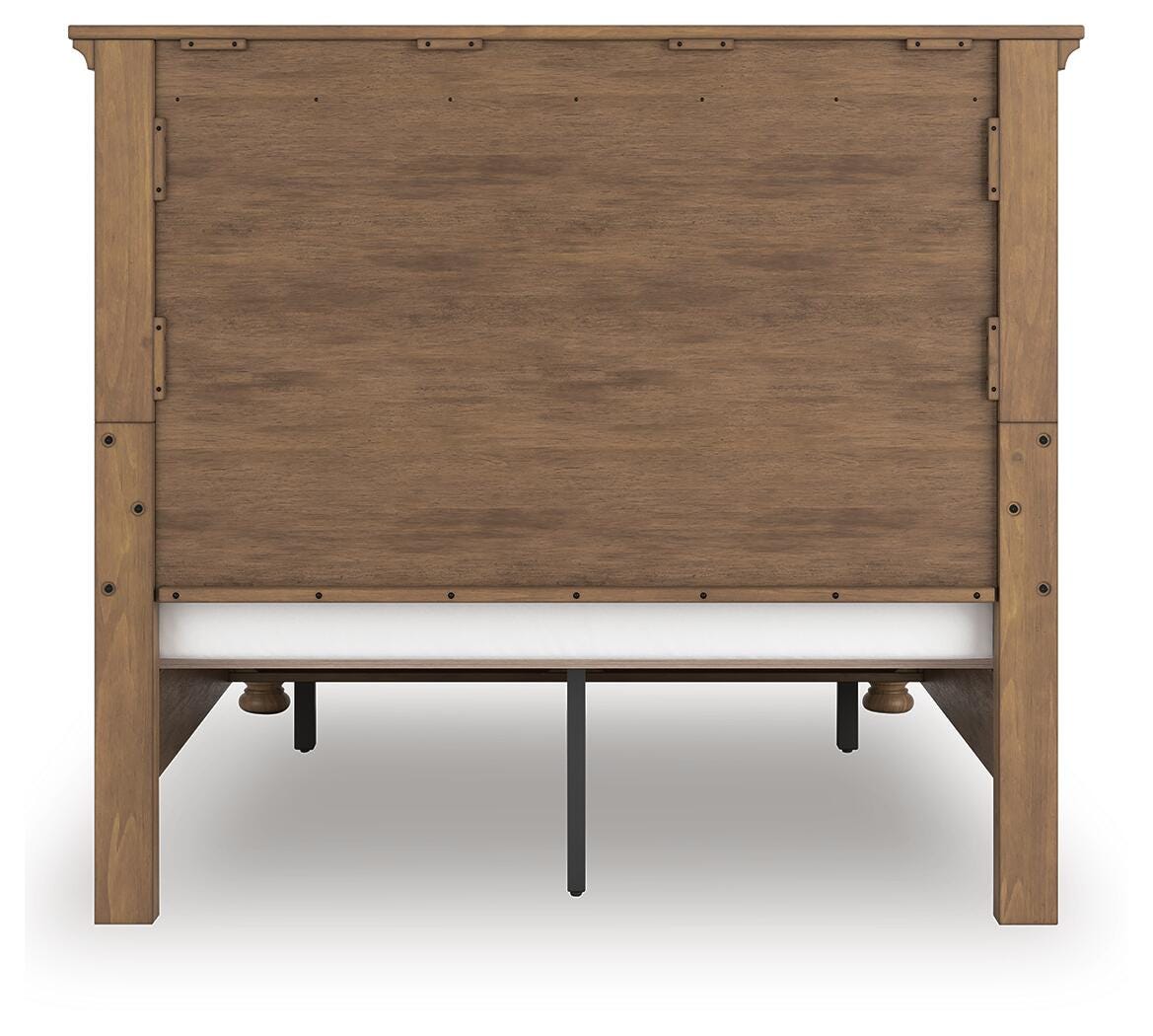 Feddinger Queen Panel Storage Bed in Medium Brown, back view