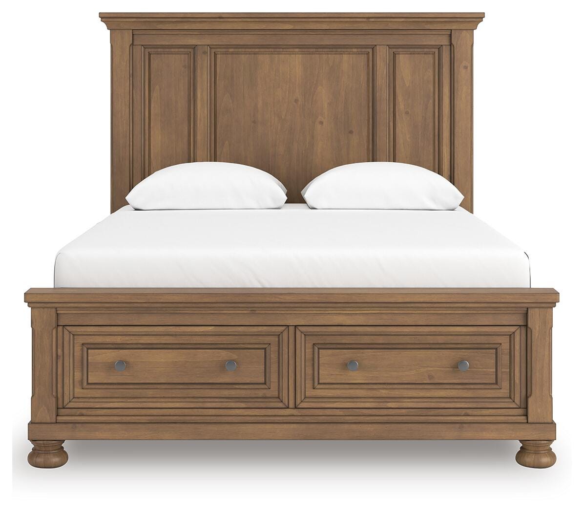 Feddinger Queen Panel Storage Bed in Medium Brown, front view