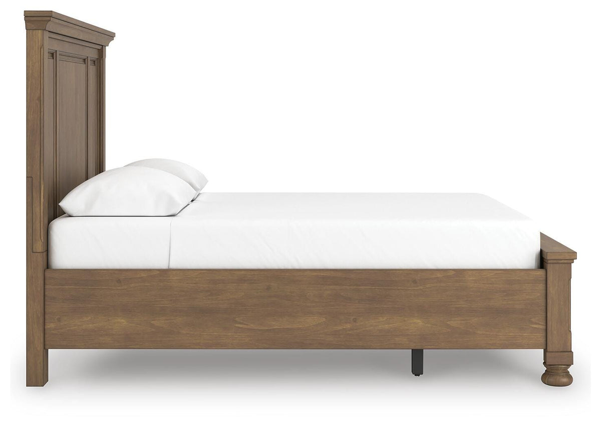 Feddinger Queen Panel Storage Bed in Medium Brown, side view