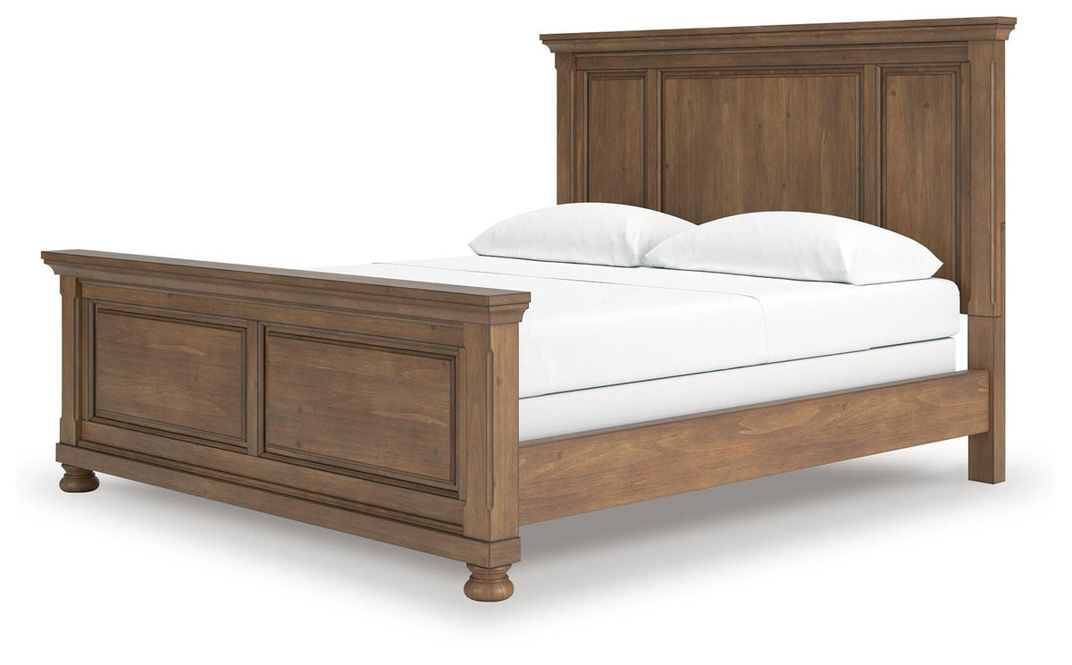 Feddinger California King Panel Bed in Medium Brown, angle view