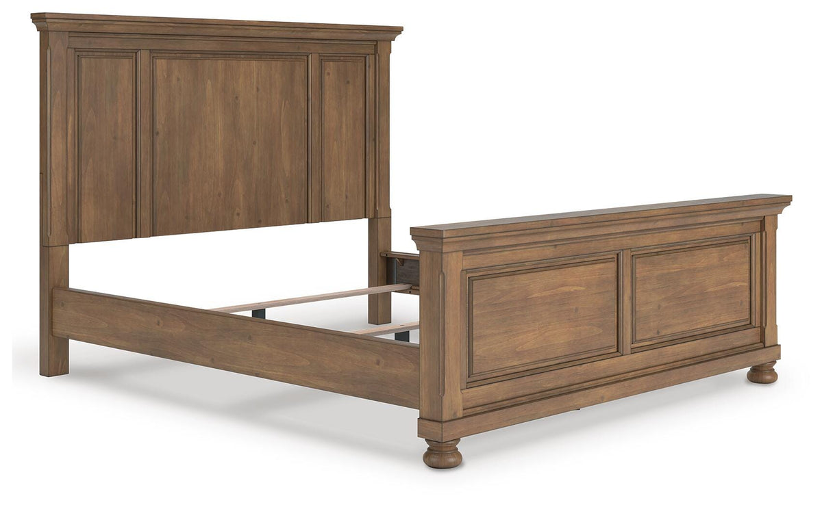 Feddinger California King Panel Bed in Medium Brown, angle view
