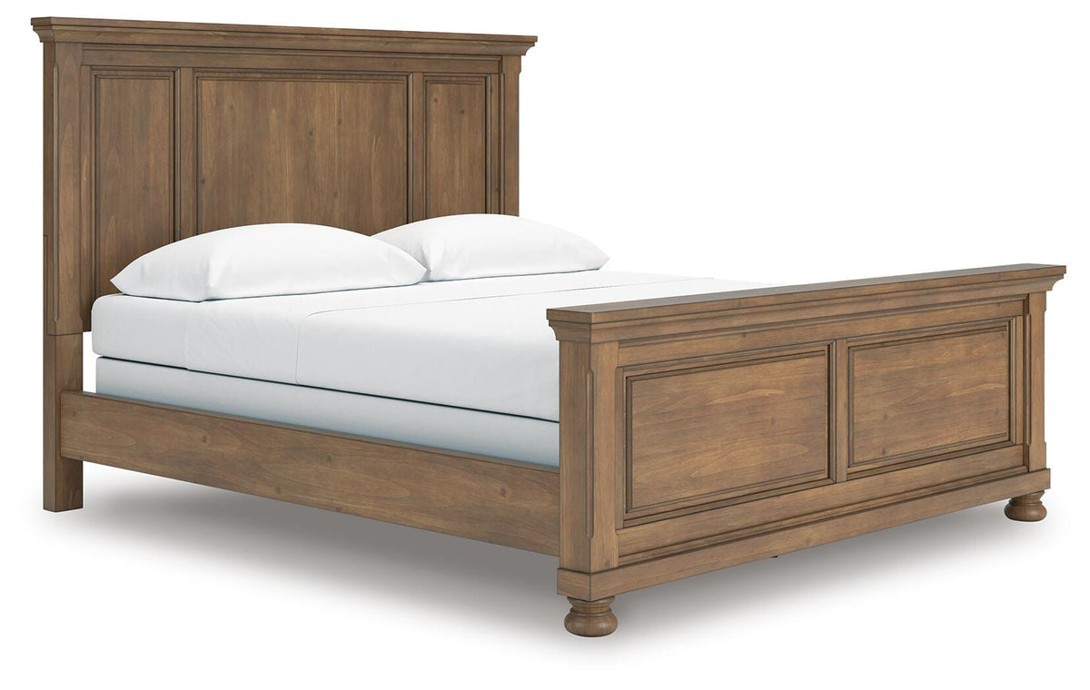 Feddinger California King Panel Bed in Medium Brown, angle view