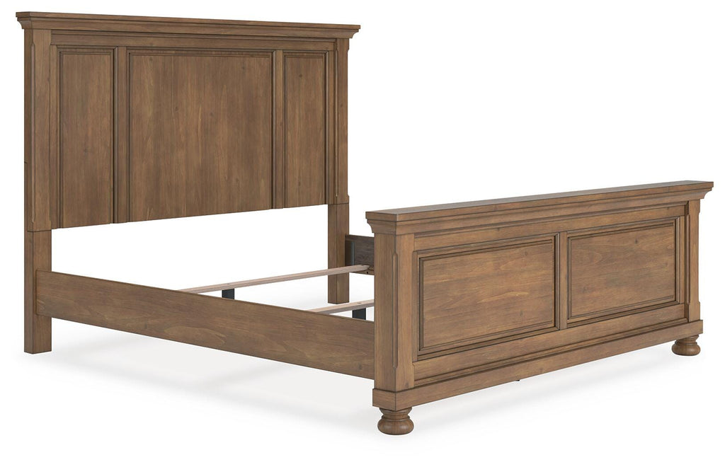 Feddinger King Panel Bed in Medium Brown, angle view