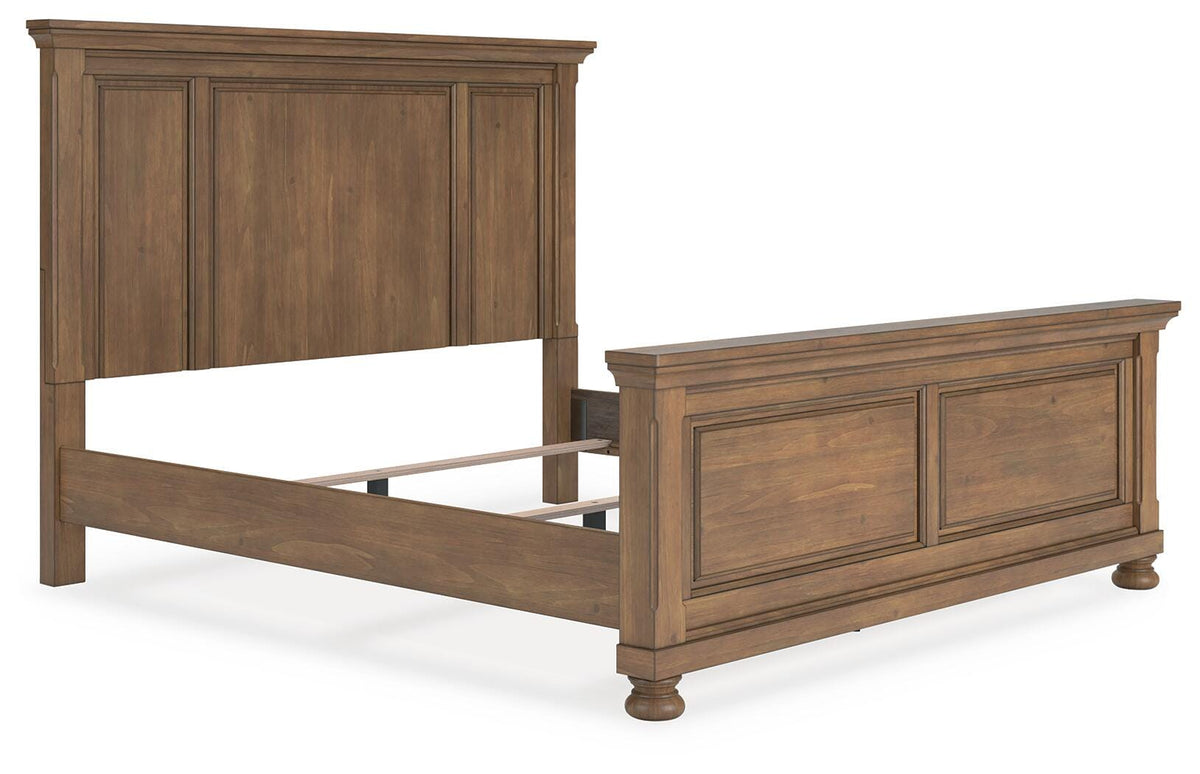 Feddinger King Panel Bed in Medium Brown, angle view