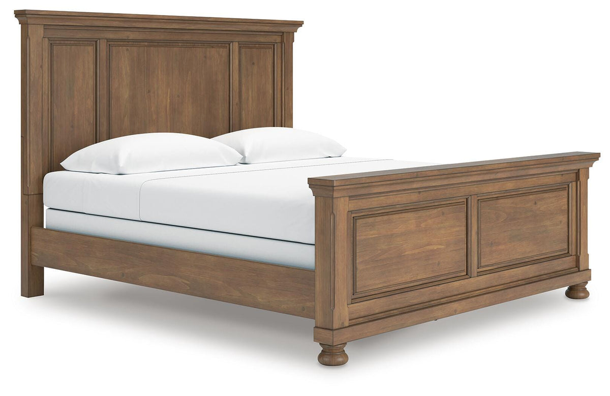 Feddinger King Panel Bed in Medium Brown, angle view