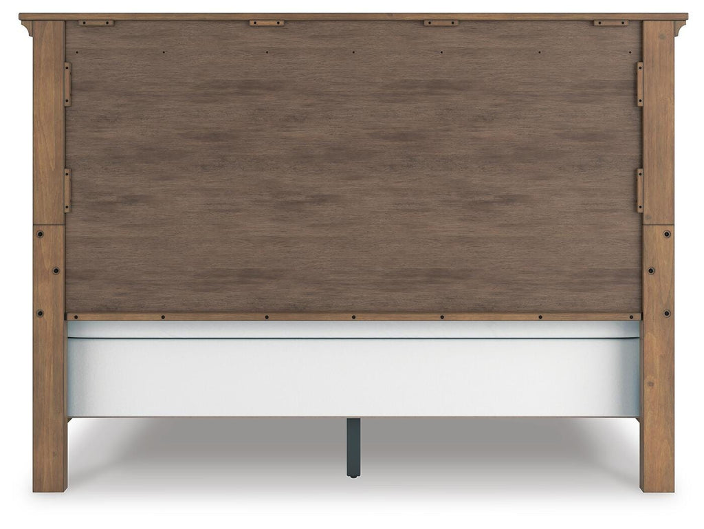 Feddinger King Panel Bed in Medium Brown, back view