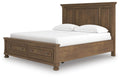 Feddinger California King Panel Storage Bed in Medium Brown, angle view