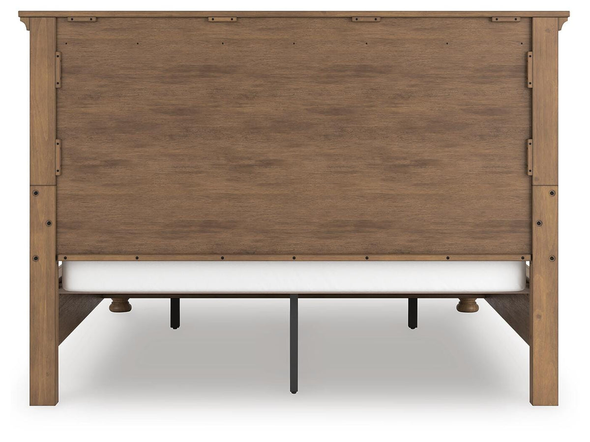 Feddinger California King Panel Storage Bed in Medium Brown, back view