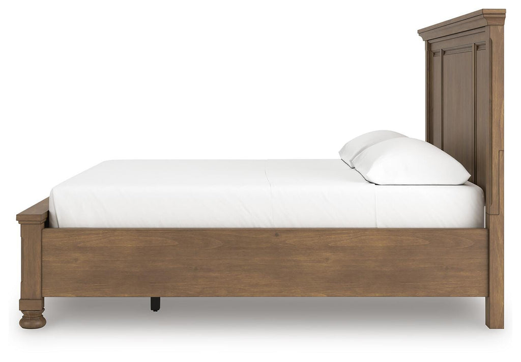 Feddinger California King Panel Storage Bed in Medium Brown, alternate side view