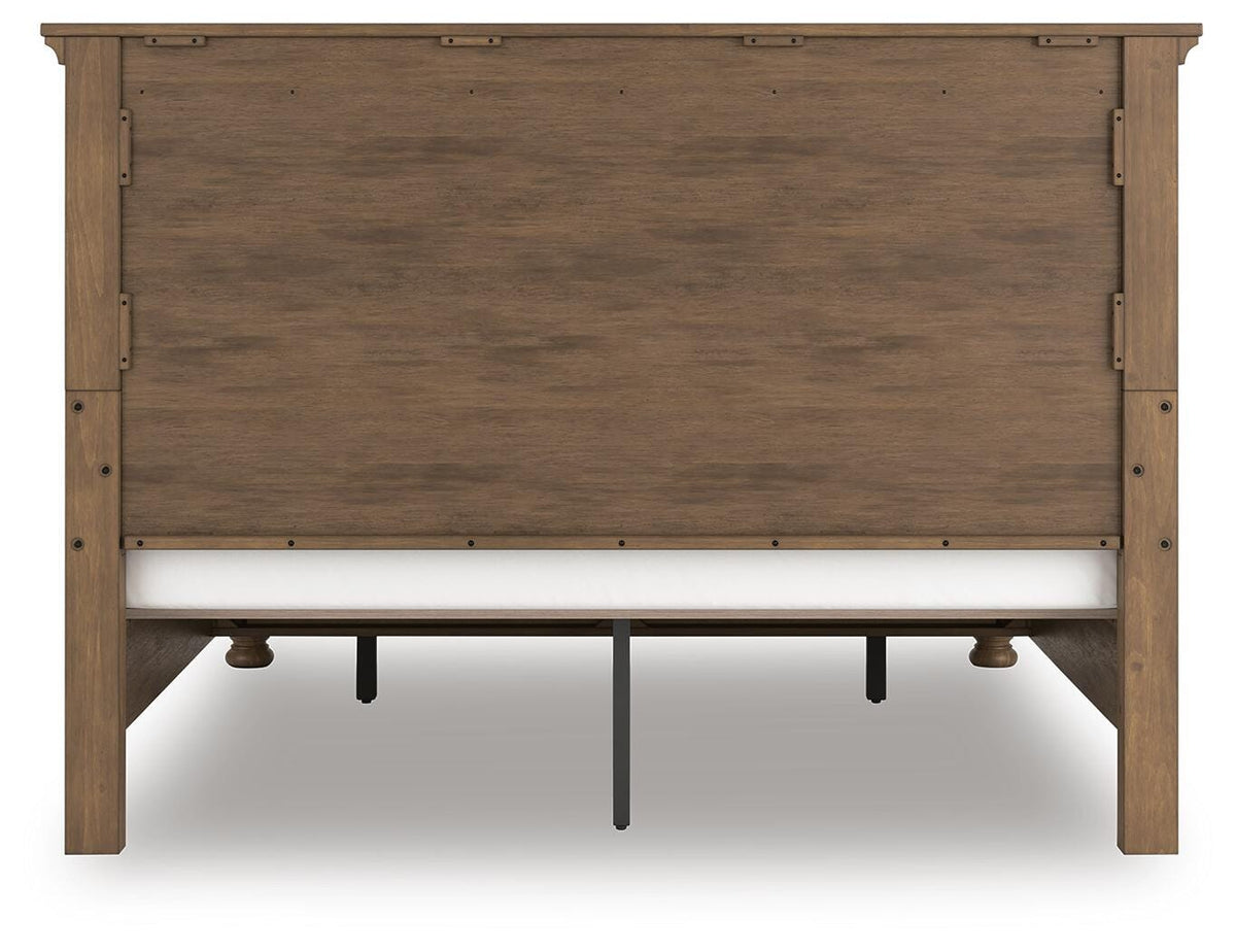 Feddinger King Panel Storage Bed in Medium Brown, back view