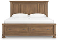 Feddinger King Panel Storage Bed in Medium Brown, front view