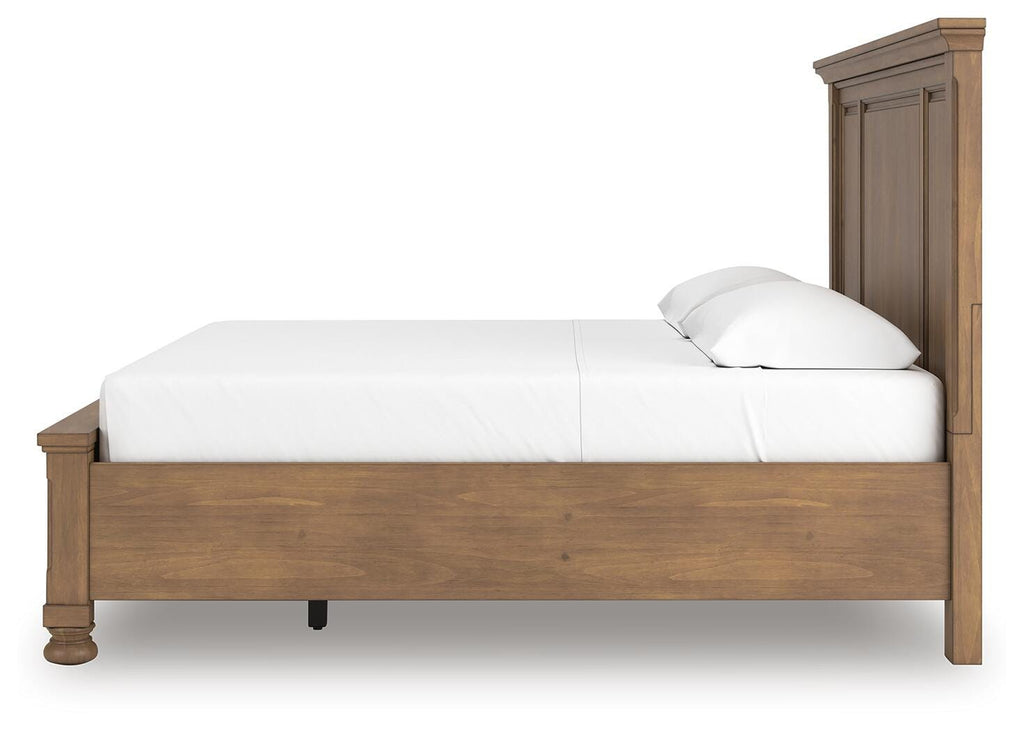 Feddinger King Panel Storage Bed in Medium Brown, alternate side view