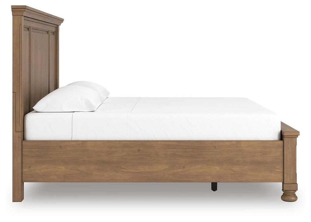 Feddinger King Panel Storage Bed in Medium Brown, side view