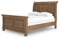 Feddinger Queen Sleigh Bed in Medium Brown, angle view