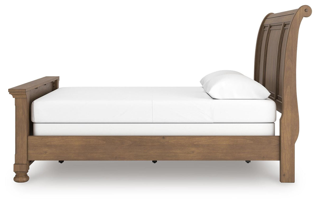 Feddinger Queen Sleigh Bed in Medium Brown, alternate side view