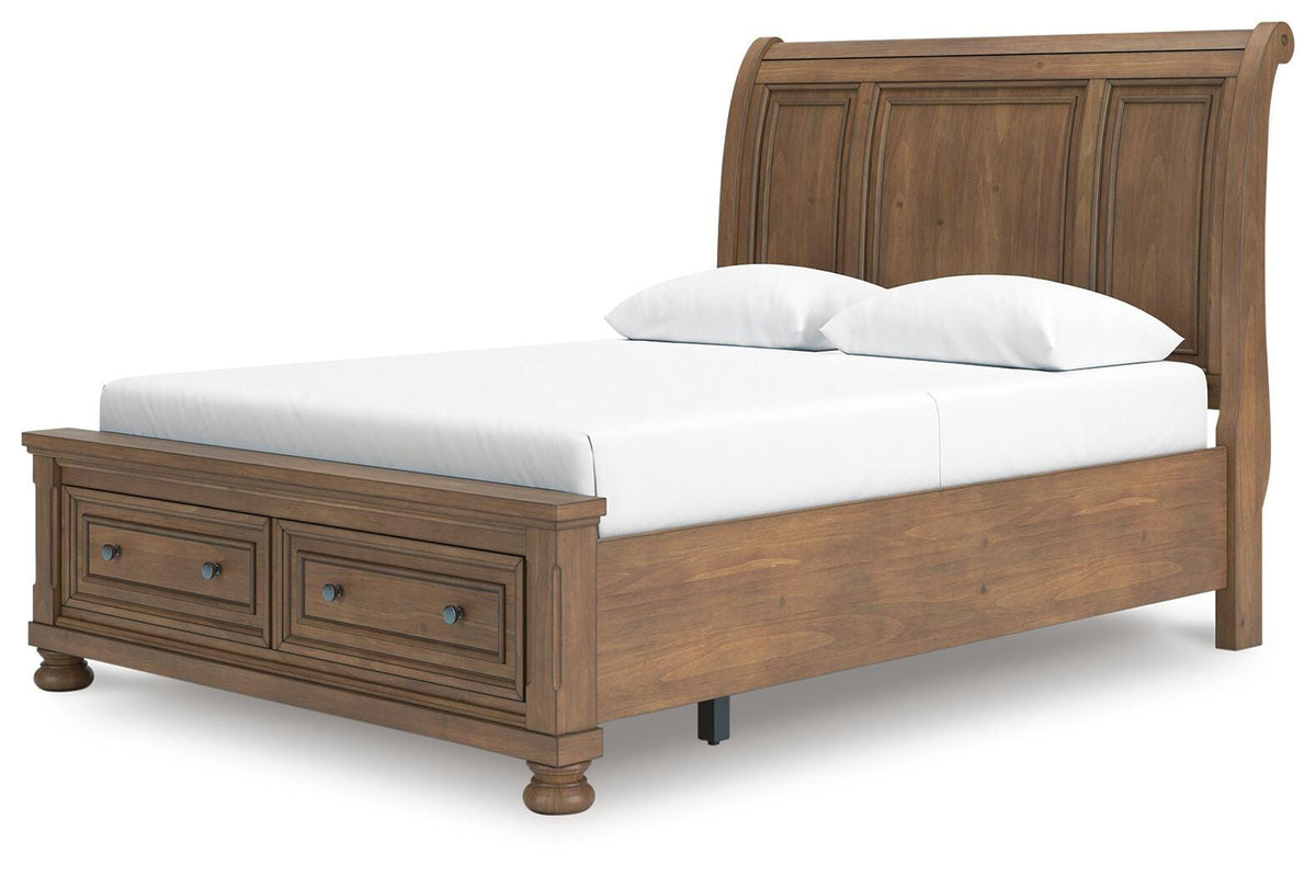 Feddinger Queen Storage Sleigh Bed in Medium Brown, angle view