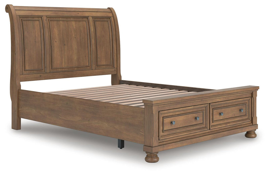 Feddinger Queen Storage Sleigh Bed in Medium Brown, angle view