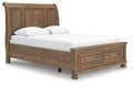 Feddinger Queen Storage Sleigh Bed in Medium Brown, angle view