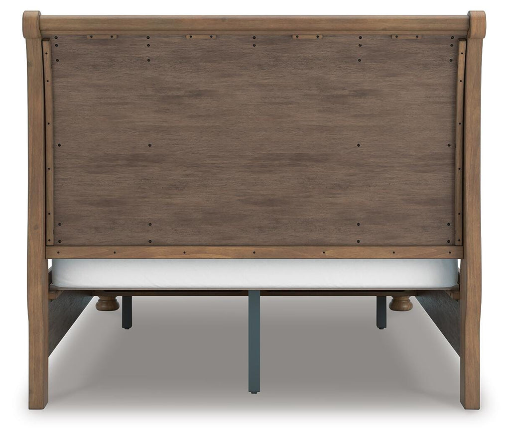 Feddinger Queen Storage Sleigh Bed in Medium Brown, back view