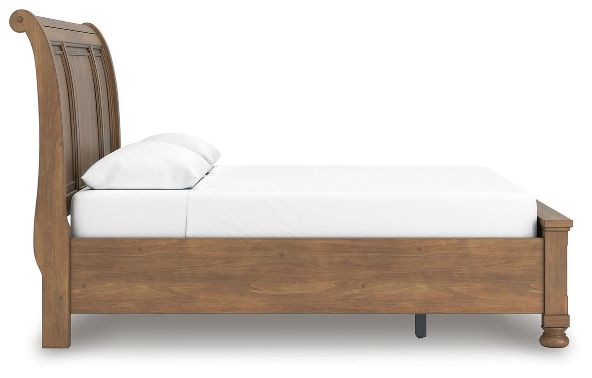 Feddinger Queen Storage Sleigh Bed in Medium Brown, side view