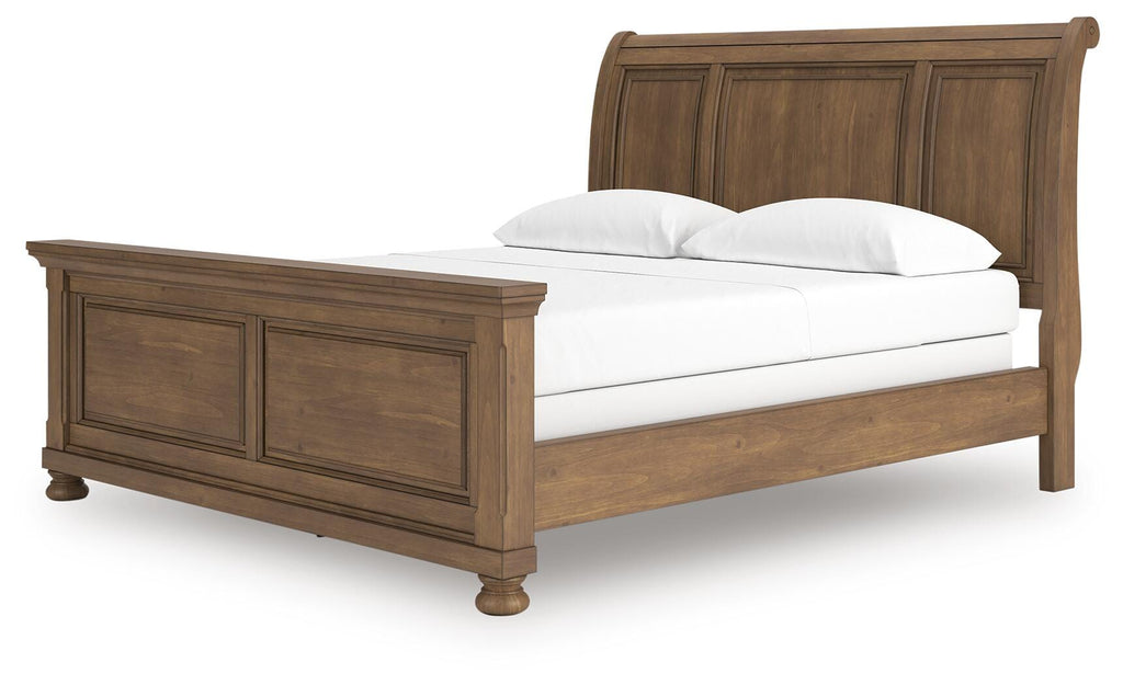 Feddinger California King Sleigh Bed in Medium Brown, angle view