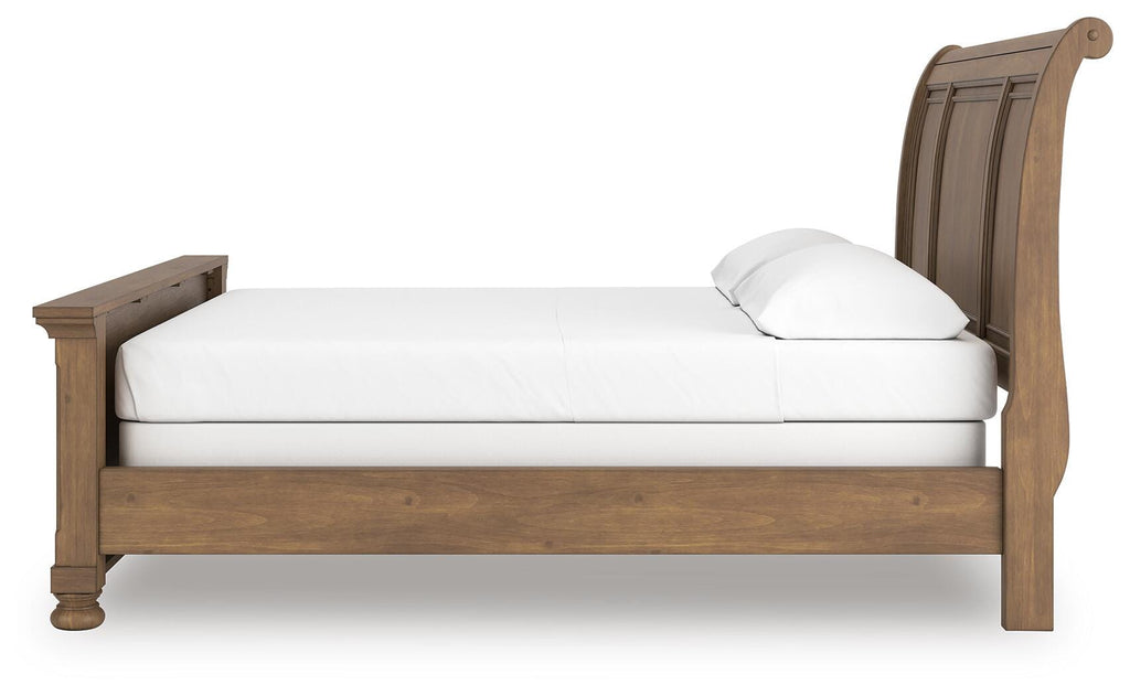 Feddinger California King Sleigh Bed in Medium Brown, alternate side view