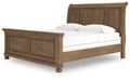 Feddinger King Sleigh Bed in Medium Brown, angle view
