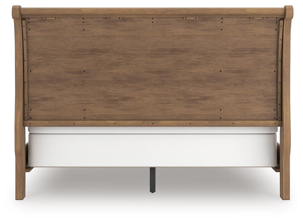 Feddinger King Sleigh Bed in Medium Brown, back view