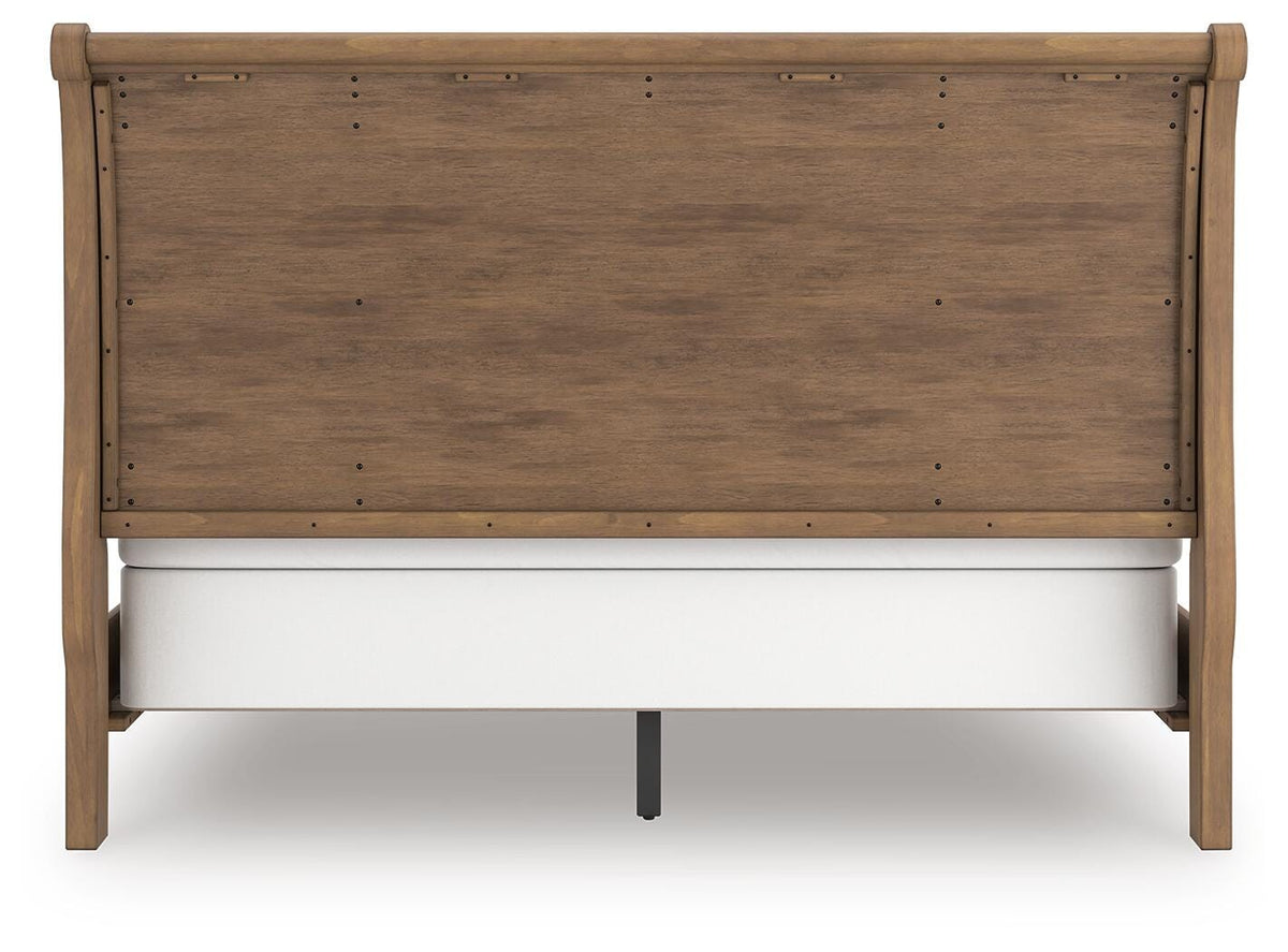 Feddinger King Sleigh Bed in Medium Brown, back view