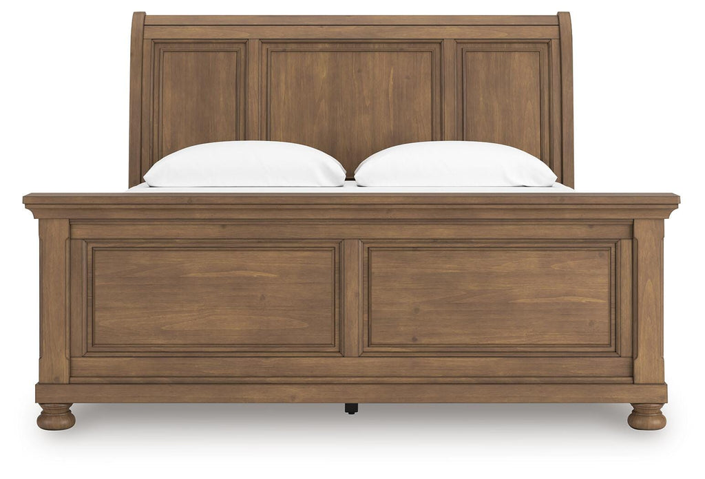 Feddinger King Sleigh Bed in Medium Brown, front view