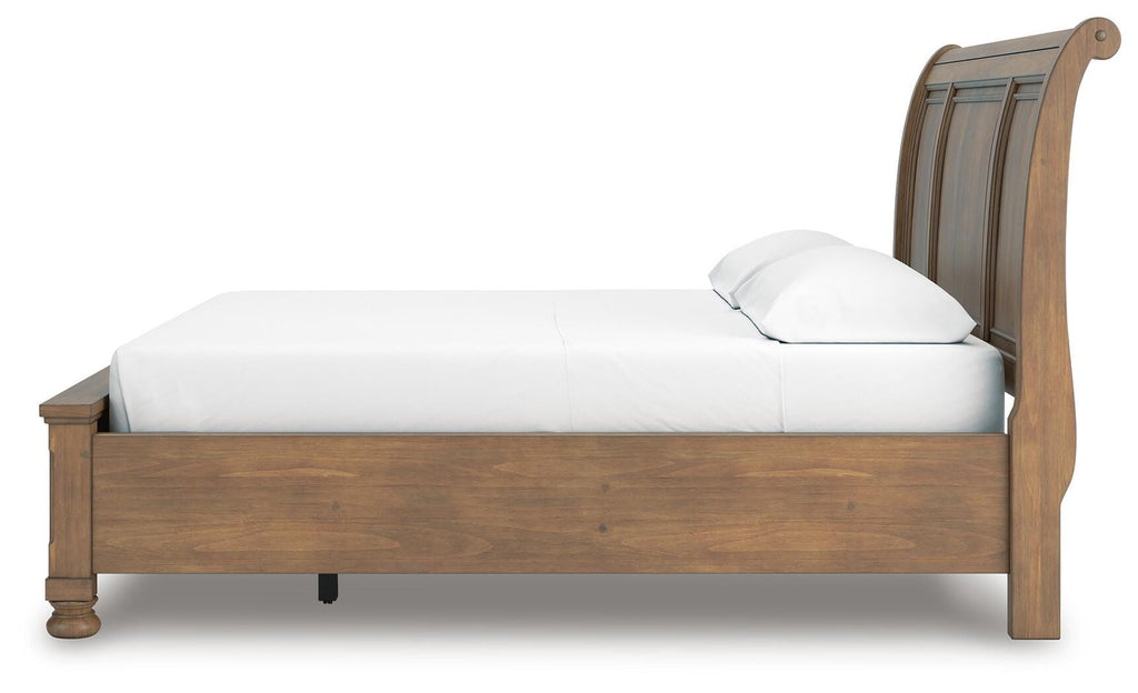 Feddinger California King Storage Sleigh Bed in Medium Brown, alternate side view