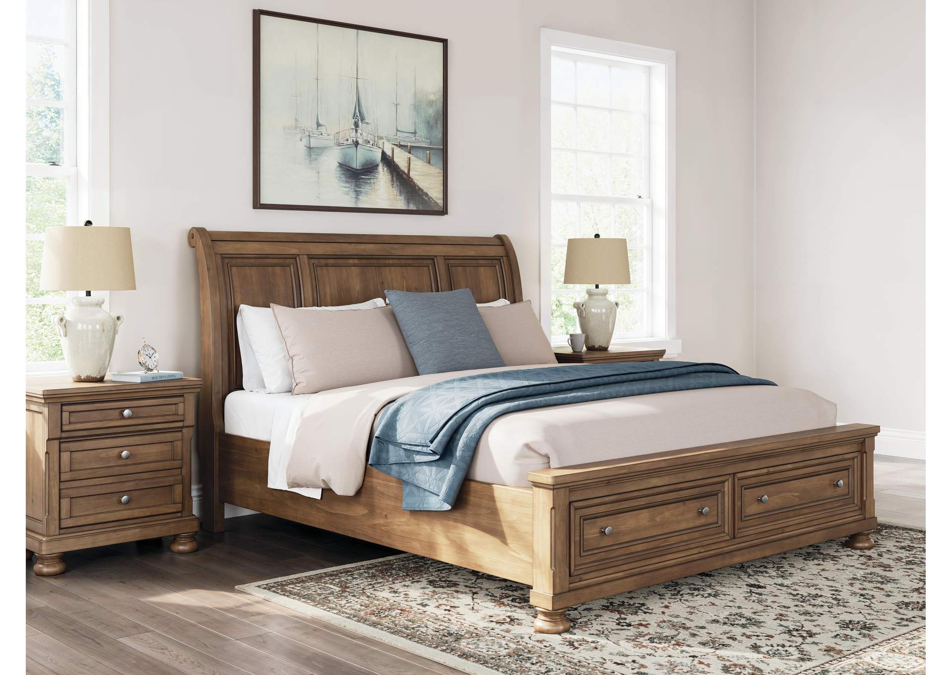 Vandenmore California King Storage Sleigh Bed with Dresser